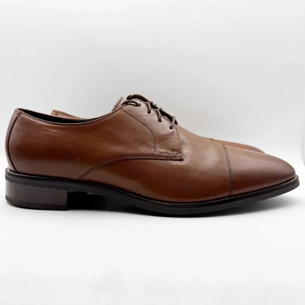 Cole Haan Mens Lenox Hill Cap Oxford Shoes US 15 M Brown Leather Split Toe NIB